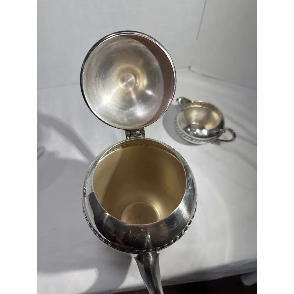Silver Plated 3 Pc Coffee Tea Set Pot Sugar Creamer Ornate Vintage